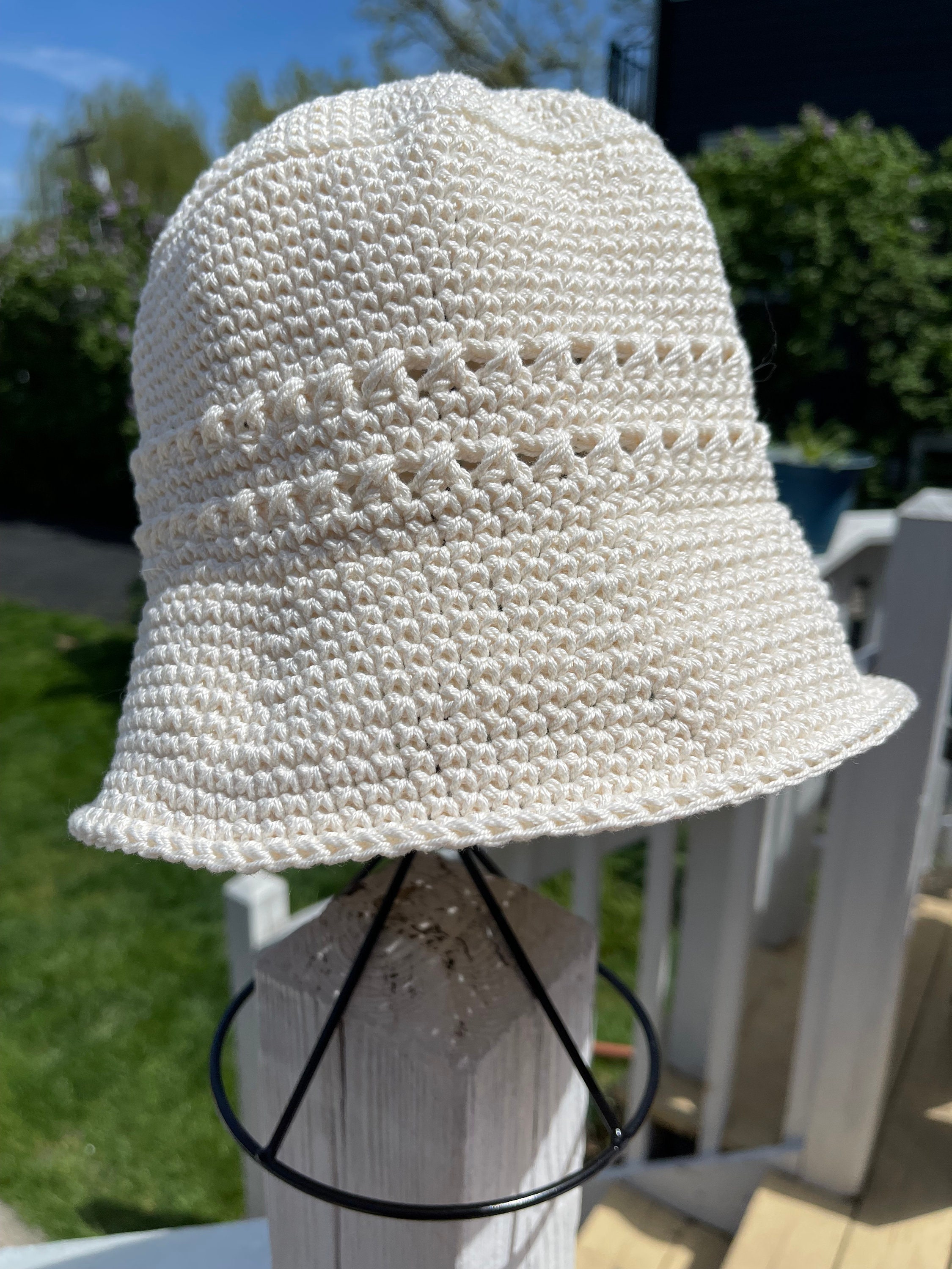 Wooden Ships Crochet Bucket Hat Cream Cotton Boho Beach Handmade Handmade Crochet Straw Bucket Hat: Boho Beach Sun Hat - Etsy main image 2