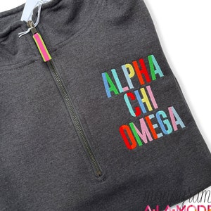 Stacked Sorority Name Embroidered Quarter Zip Sweatshirt