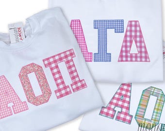 3 Letter Blanket Stitch Patchwork Style Sorority Letters| Available for All Greek Organizations | Patchwork Crewneck | Patchwork Sweatshirt