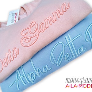 Puffy 3D Sorority Script Crew Neck Sweatshirt | 3D Sorority Crew Neck | Sorority Sweatshirt