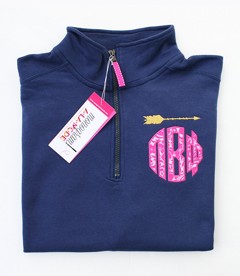 RedElephantClothing Quarter Zip Monogram Sweatshirt