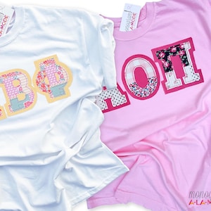 Raw Edge Applique Patchwork Sorority Letters | Raggy Edged Patchwork Letters | Beanstitch Hand Trimmed Patchwork Letters