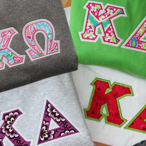 Sorority Sweatshirt | Satin Stitched Sorority Letter Applique Crew Neck Sweatshirt | Available for All Greek Organizations