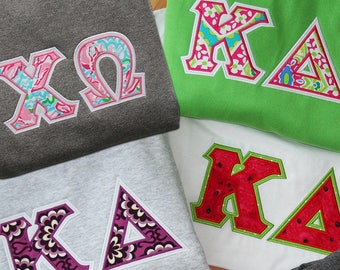 Sorority Sweatshirt | Satin Stitched Sorority Letter Applique Crew Neck Sweatshirt | Available for All Greek Organizations