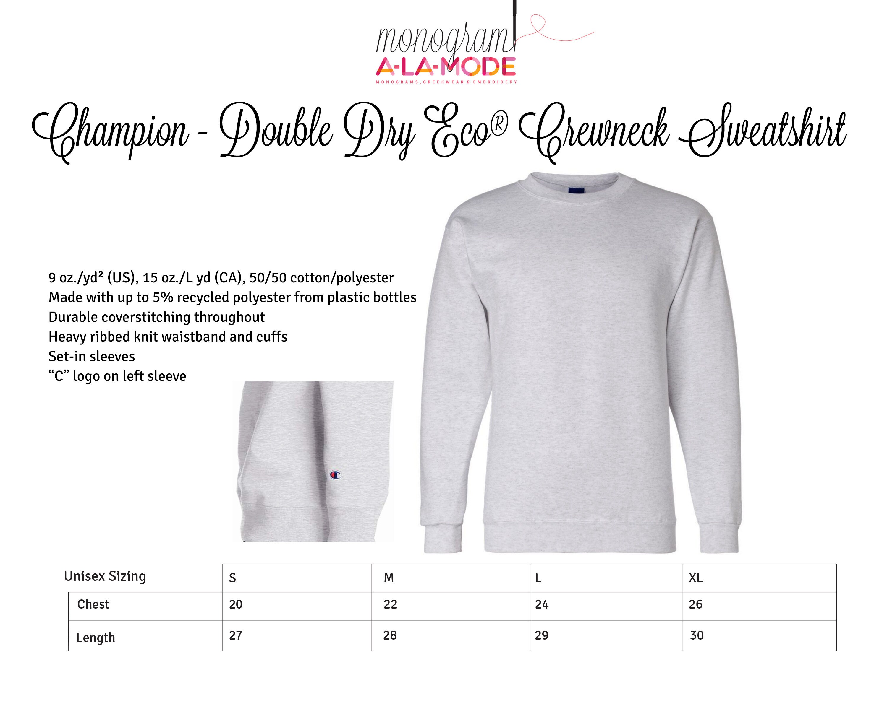 Ash Grey Champion Crew Neck Sweatshirt - Upgrade - Add On - Must purchase other Crewneck Listing
