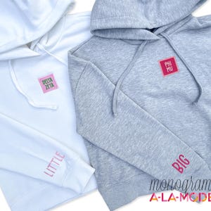 Große / kleine Schwesternschaft abgeschnitten Sweatshirt mit Kapuze, Big / Little Sorority Sweatshirt, abgeschnittene Hoodie Big / Little Sorority Sweatshirt