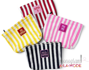 Embroidered Sorority Cosmetic Bag | Sorority Letter Pouch | Pledge Gift | Sorority Sister Gift | Make up Bag | Big/Little Gift