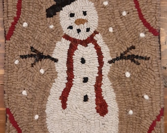 Snow Globe Snowman Primitive Rug Hooking Pattern (Full Size Paper Pattern)  16.5" X 10.5"