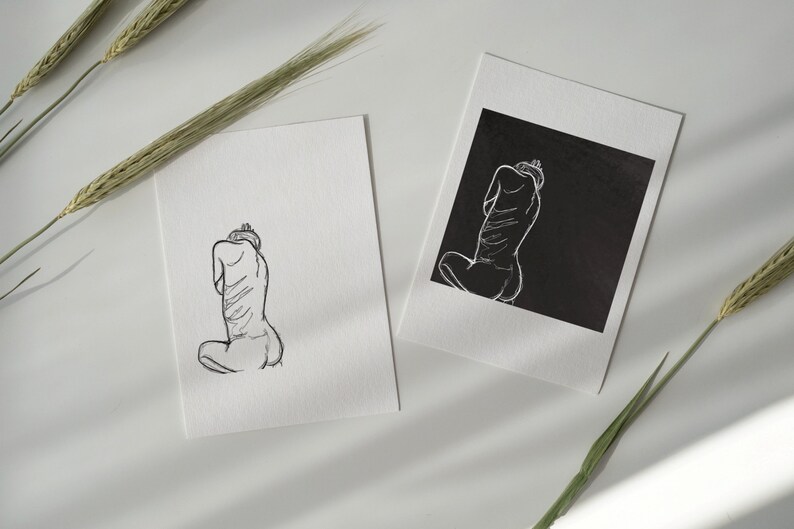 Minimal Nude Portrait Digital Art Print Download 41 CHALK 