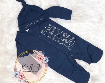 Baby Gift Infant Sleeper|Newborn Coming Home Outfit|Boy Sleeper|Boy Coming Home Outfit|Baby Outfit|Baby Sleeper|Monogrammed Baby Sleeper