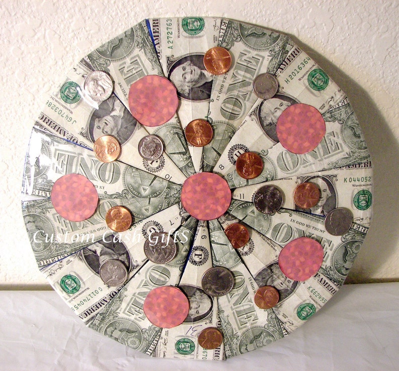 MONEY GIFT Made with Real Money. Bar Mitzvah Moolah Pizza