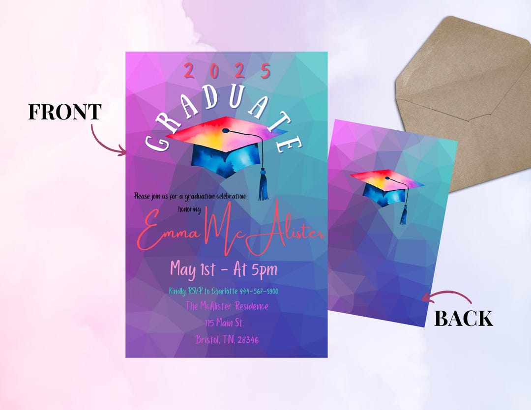 Custom Graduation Invitation – Modern Geometric Design (digital ...