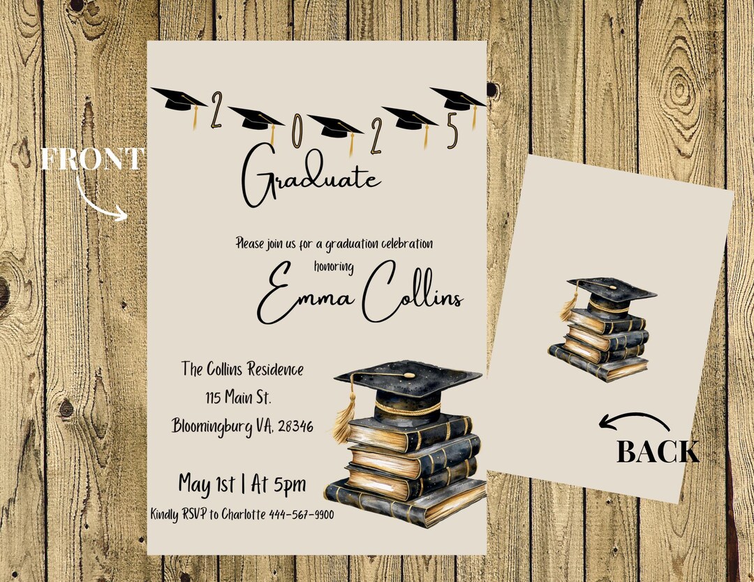 Custom Graduation Invitation – Digital Download, 5x7 PNG & PDF - Etsy