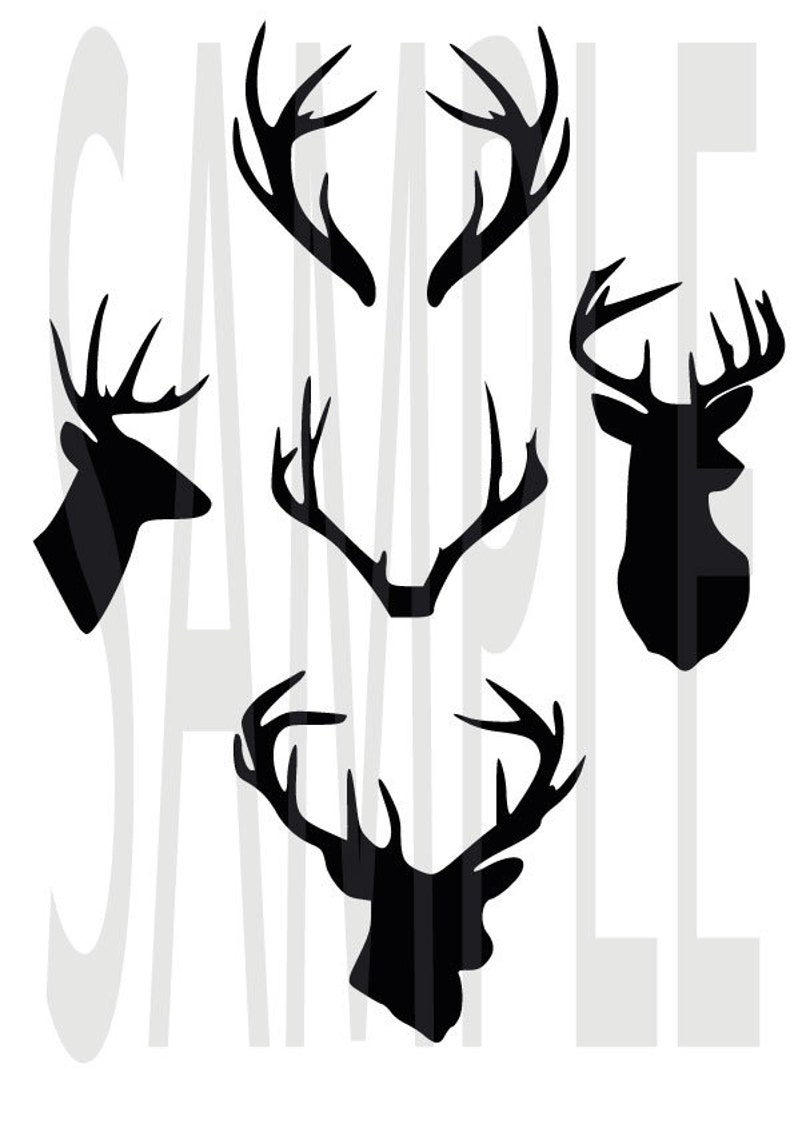 Download Deer antler monogram clipart deer head silhouette vector ...