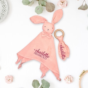 Cadeau chrétien personnalisé de baby shower avec les écritures Nouveau cadeau de bébé Lovey Gift Set Cadeau chrétien de bébé Verset de la Bible Cadeau de baptême Baptême