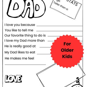 Father's Day Printable All About My Dad Digital Download Dad Birthday ...
