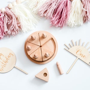 1st Birthday Cake Topper Wooden Cake Decor Birthday Decor Set Wooden Birthday Cake Puzzle Photo Prop Cake Smash Photo Decor Cake Smash Prop