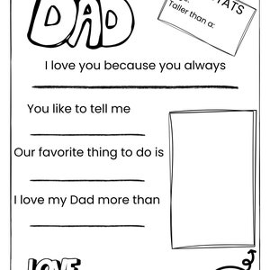 Father's Day Printable All About My Dad Digital Download Dad Birthday ...