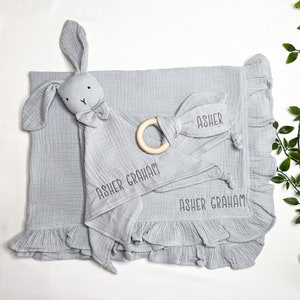 Personalized Baby Shower Gift Set Monogrammed Baby Blanket Custom Lovey THREE Piece Gift Set for Baby Gift with Name Keepsake Baby Gift