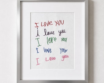 Handwriting Embroidery Gift Personalized Mom Keepsake Sentimental Custom Handwriting Memory Stitch Embroidered Child Artwork