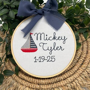 Nom de bébé voilier, décoration brodée pour chambre de bébé garçon image 9