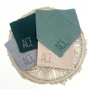 Monogrammed Baby Bib SET - Personalized Newborn Gift Set - Baby Shower Present - Embroidered Bibs with Name - SET OF 3 or 4 Bandana Bibs