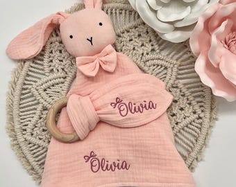 Personalized Baby Lovey Coquette Bow Security Blanket Comforter Nursery Decor Newborn Keepsake