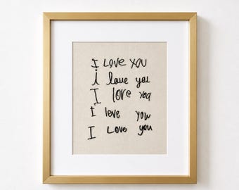 Personalized I Love You Handwriting Embroidery Keepsake Mothers Day for Mom or Grandmother Sentimental Heirloom