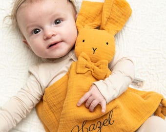 Custom Baby Lovey Girl Heirloom Gift from Grandma Personalized Bunny Blanket