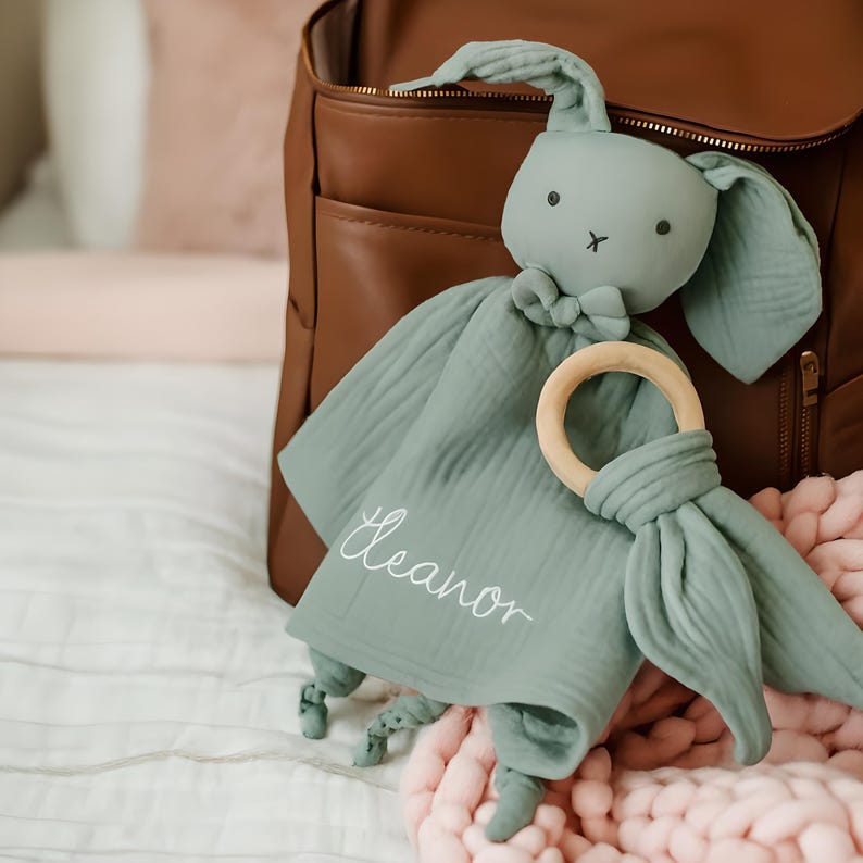 Handwritten Signature Lovey Blanket Custom Embroidered Keepsake Memorial Baby Gift Organic Muslin Material Personalized Handwriting Preservation Newborn Security Comfort Breathable Lightweight Design Sentimental Heirloom Quality Special