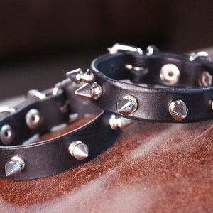 Slim Black Spiked Bracelet 16mm wide