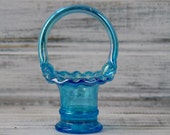 Fenton Iridescent Azure Blue Basket - NFGS - Building Fund RARE - FREE Shipping