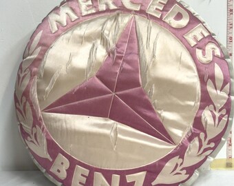 Vintage Mercedes-Benz Satin Logo Pillow – Retro Auto Collectible