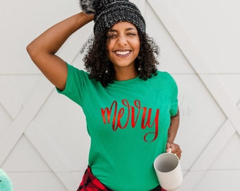 Foil Christmas Tee - Etsy
