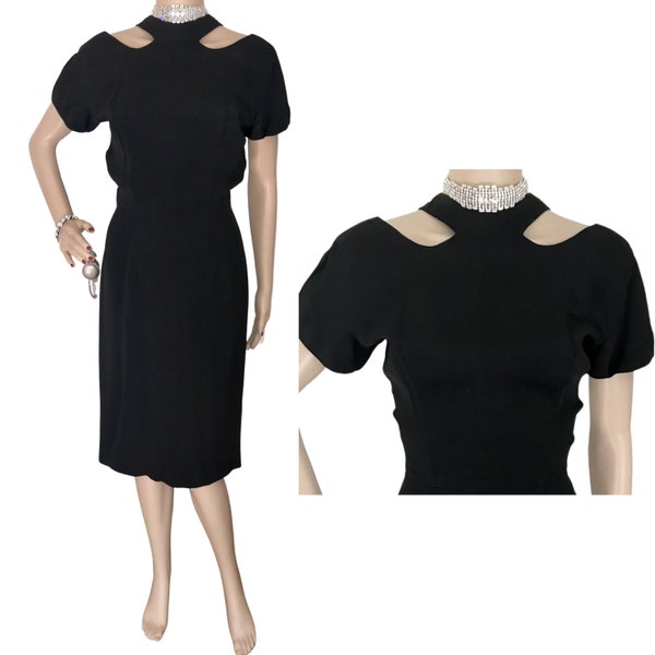 Elegant Black Estevez lookalike Dress!  Sophisticated Film Noir starlet | Cocktail | Miss Couture 50s 60s bombshell VLV polished curves