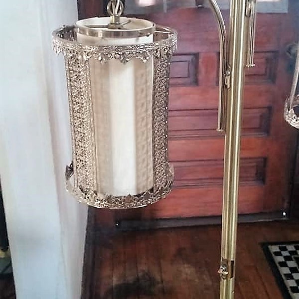 Mid Century Two Pendant Brass Floor Lamp