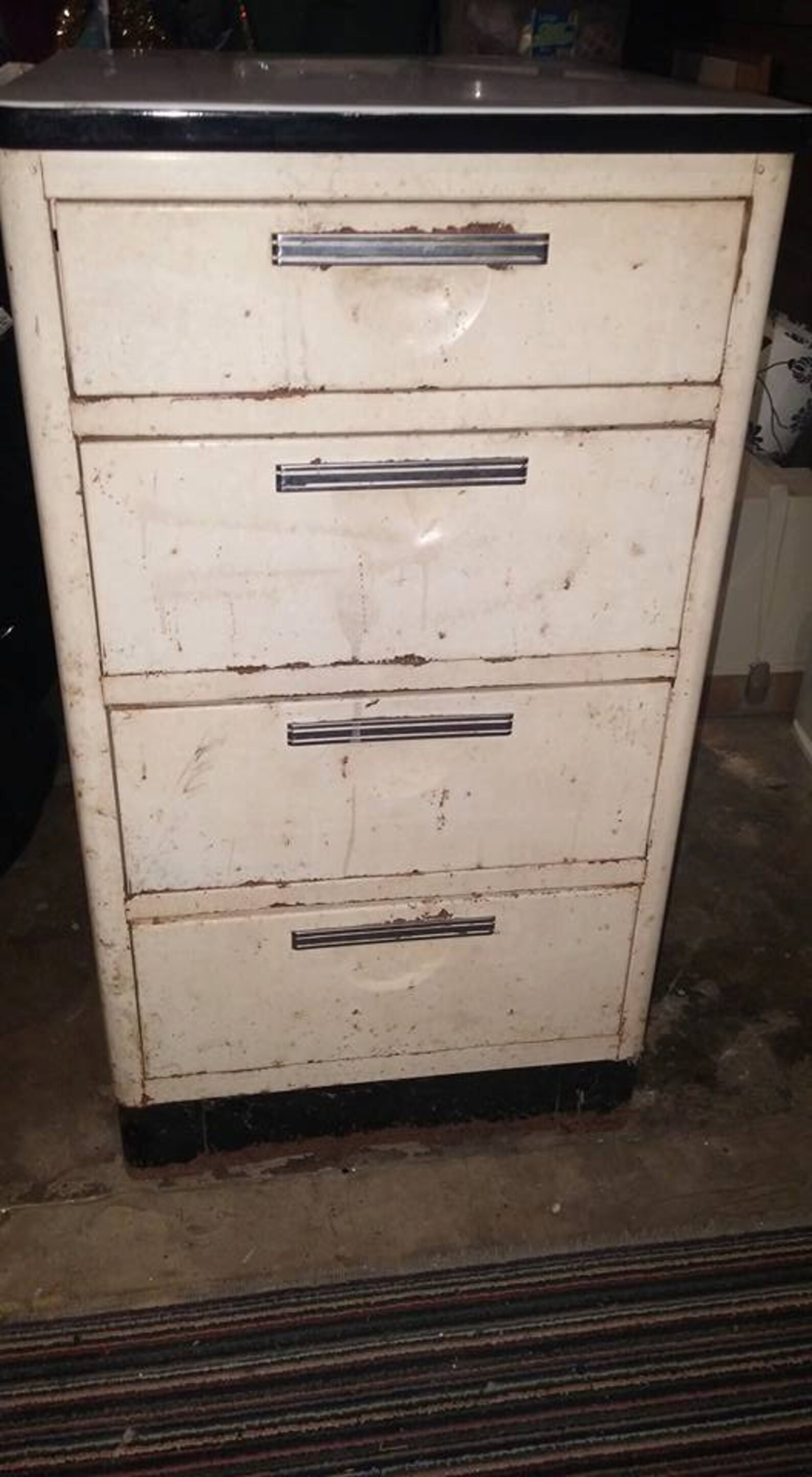 Vintage Porcelain Enamel Top Metal Kitchen of Drawers Etsy