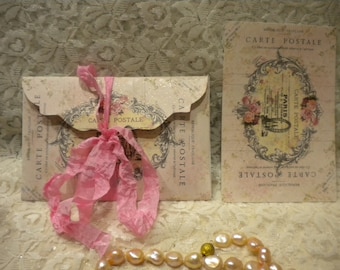 Shabby Vintage Paris 6 Envelopes With 6 Note Cards