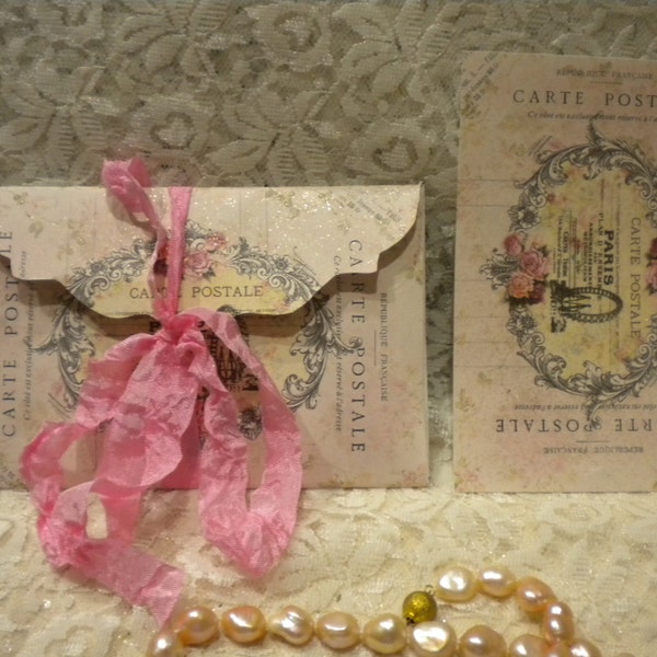 Shabby Vintage Paris 6 Envelopes With 6 Note Cards