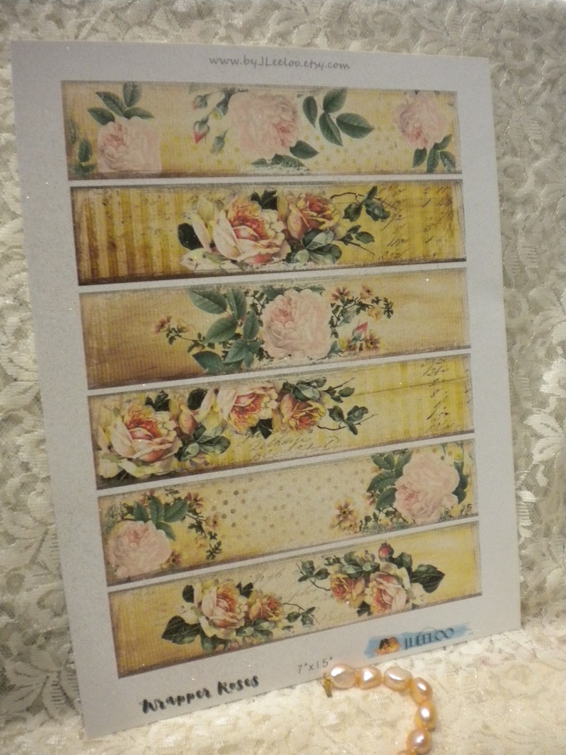 Romantic Roses Wrappers on Sicker / Label Paper Etsy