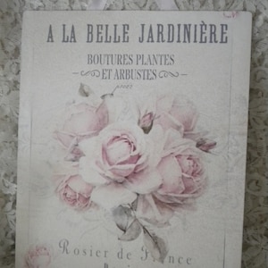 Shabby Chic Vintage French Roses Hanging Plaque 8&quot; x 10&quot;