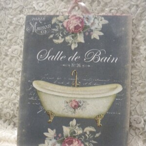 Shabby Chic Hanging Plaque Bathroom Sign, Salle De Bain