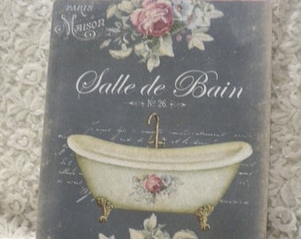 Shabby Chic Hanging Plaque Bathroom Sign, Salle De Bain