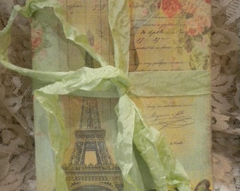 Shabby Chic / Vintage Paris 6 Envelopes with 6 Note Cards