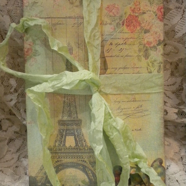 Shabby Chic / Vintage Paris 6 Envelopes with 6 Note Cards