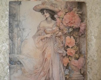 Hanging Plaque Victorian Woman  (8" x 10" )