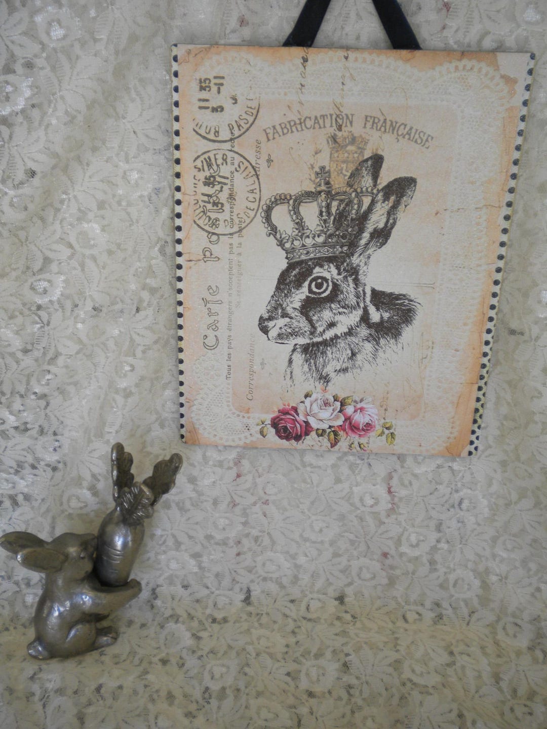 Hanging Plaque Vintage French Rabbit (hare) 8