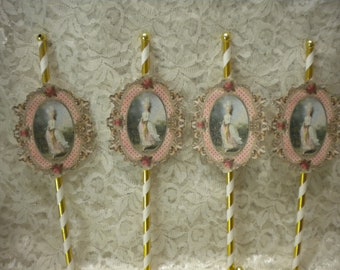 Shabby Chic Cup Cake Toppers / Party Decorations Marie Antoinette (8)
