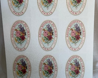 Vintage French Soap Labels on Self Adhesive Sticker Paper