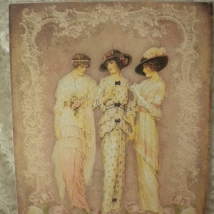 Shabby Chic Vintage French / Paris Women Hanging Plaque 8" x 10"